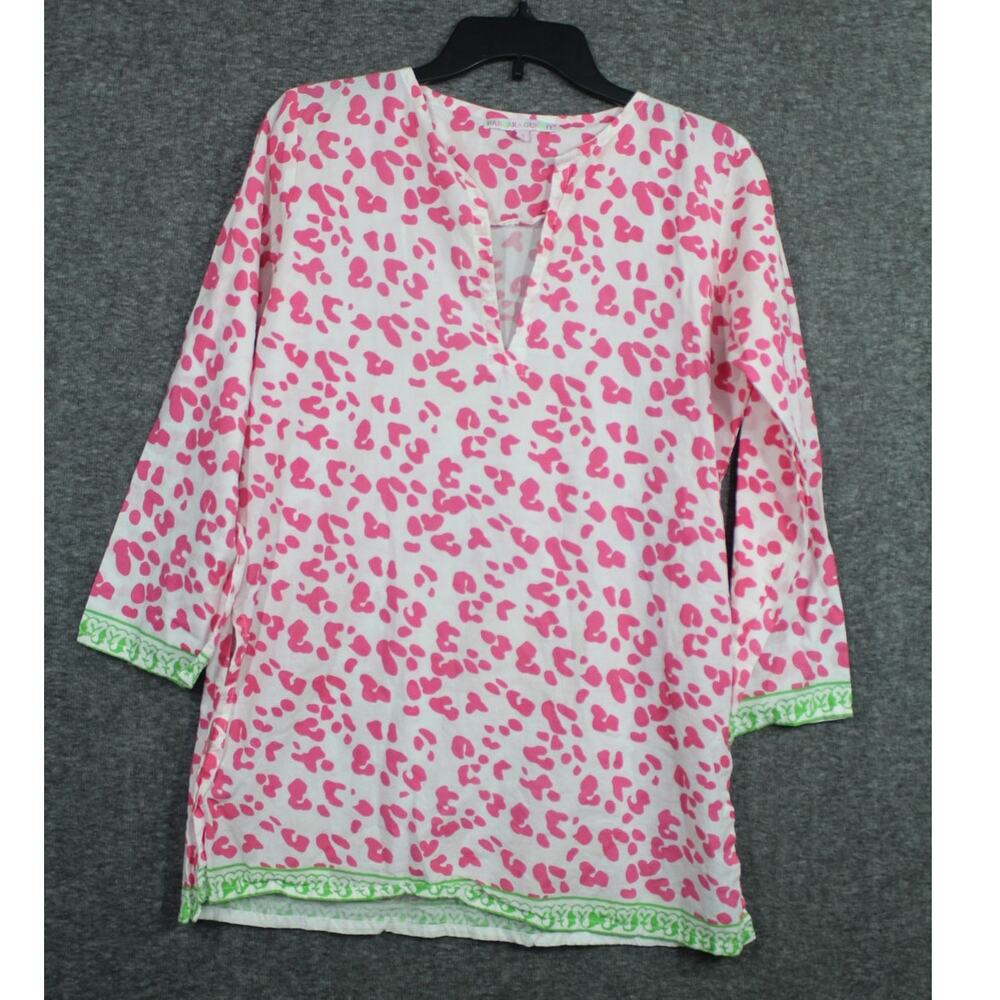 Barbara Gerwit Tunic Top Size Small Pink V neck Popover Lightweight